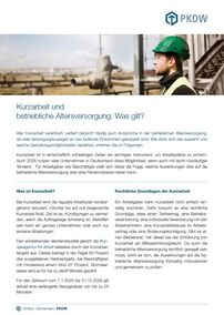 PKDW Fachartikel: Kurzarbeit und baV